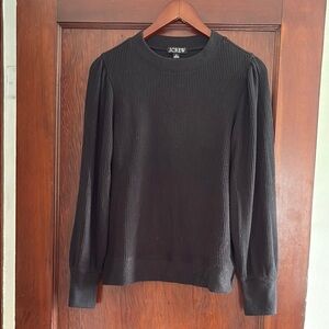 J. Crew Black Crewneck Sweater with Ribbed Details